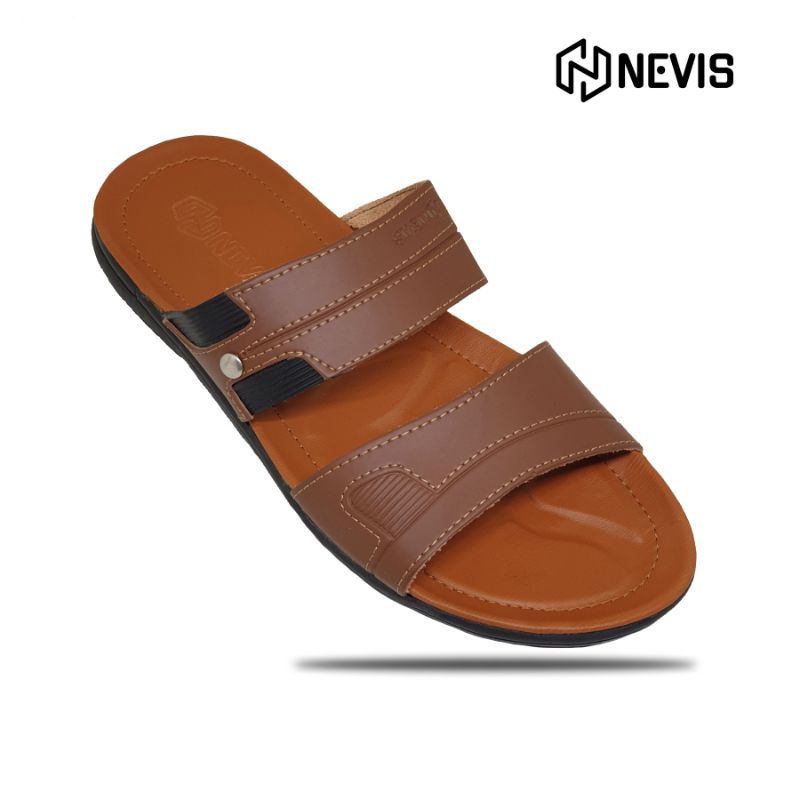 Sendal Pria Nevis Nvs 57 Sandal Slide Slop Slip On Kulit Casual Santai Pria Original