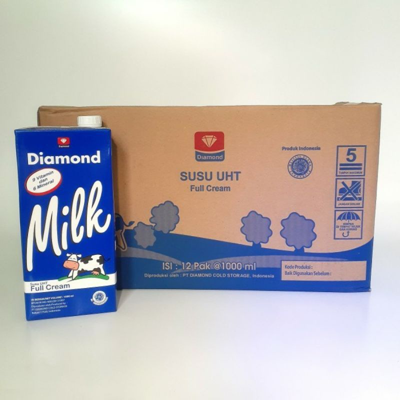 Diamond Susu UHT Full Cream 1000ml x 12 pcs ( 1 DUS ) - ED JUN 2024