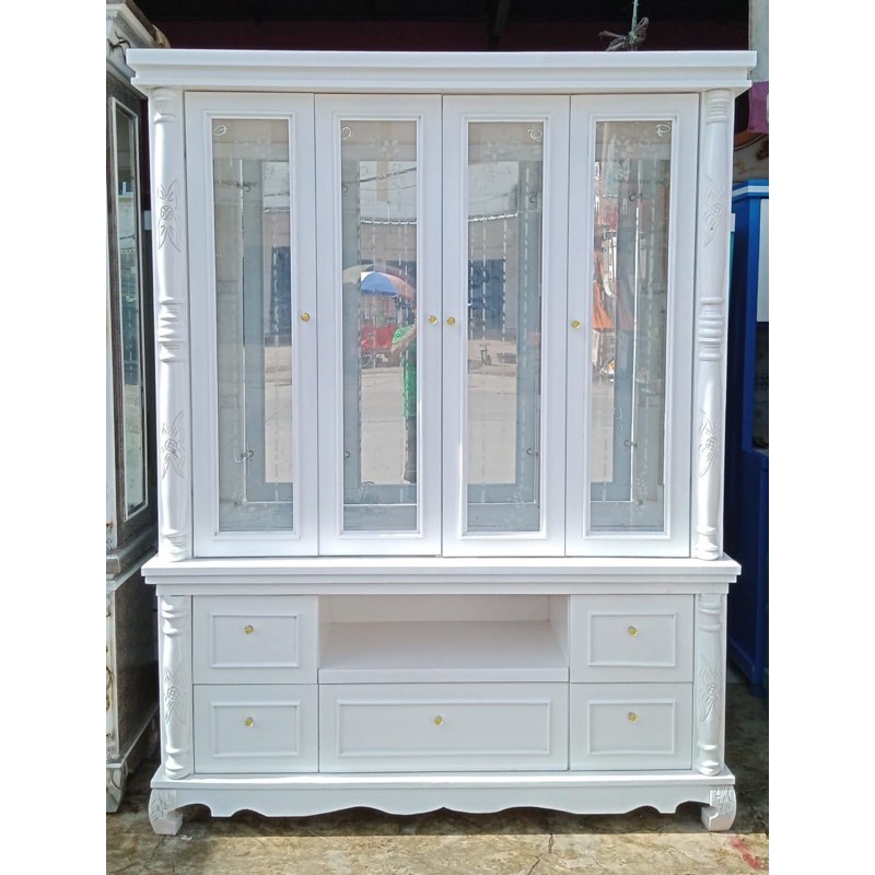 LEMARI PAJANGAN PUTIH 4 PINTU