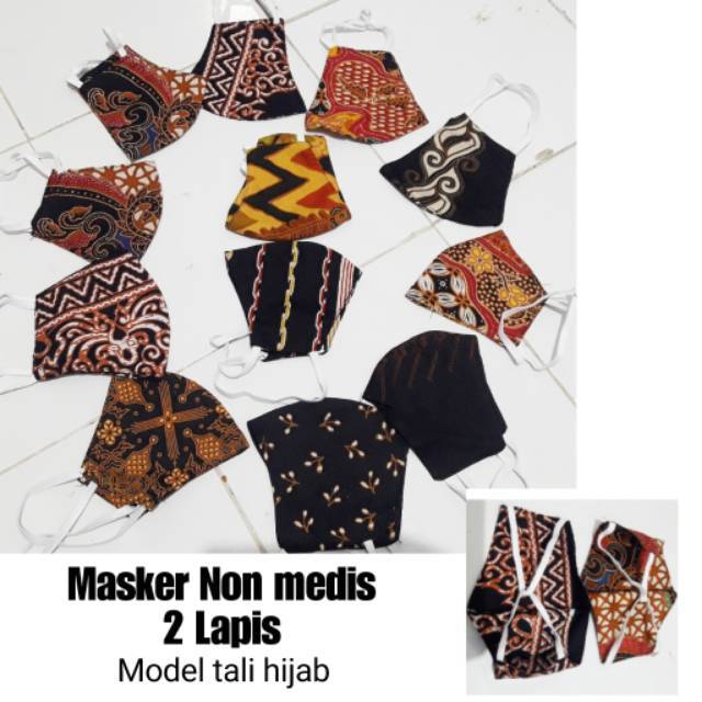 1lusin Masker non medis batik 2 lapis  motif random