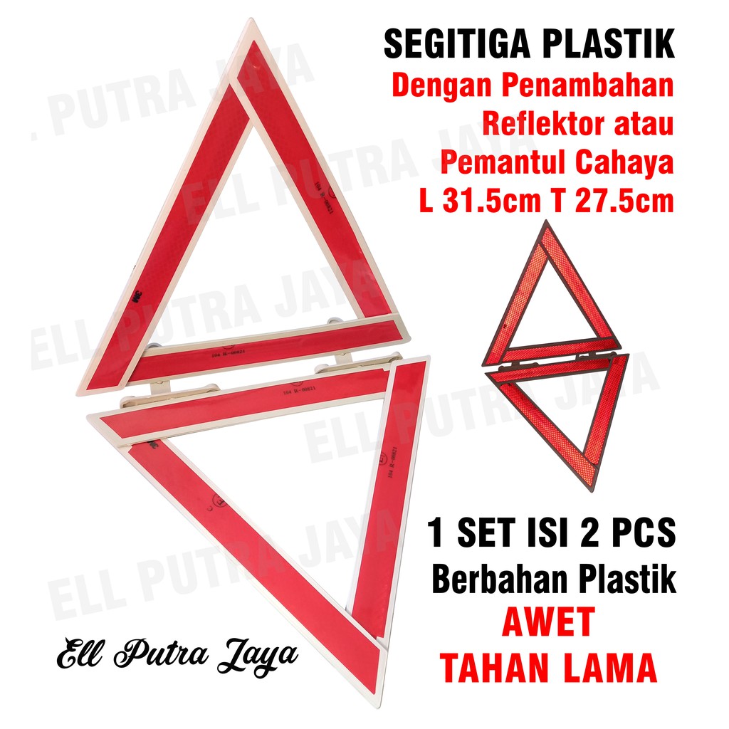 Segitiga Pengaman Mobil Reflektor Plastik Memantulkan Cahaya