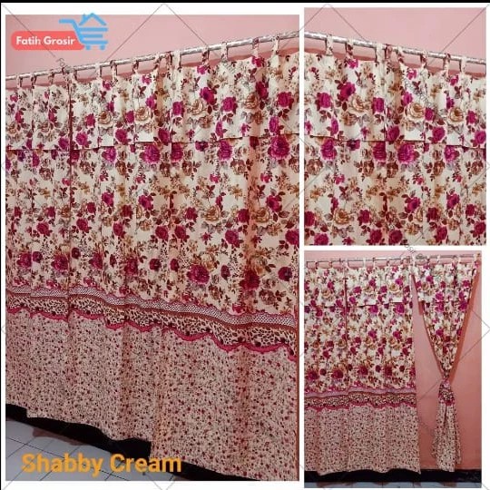 GORDEN korden pintu shabby motif bunga shaby door curtain - kecil