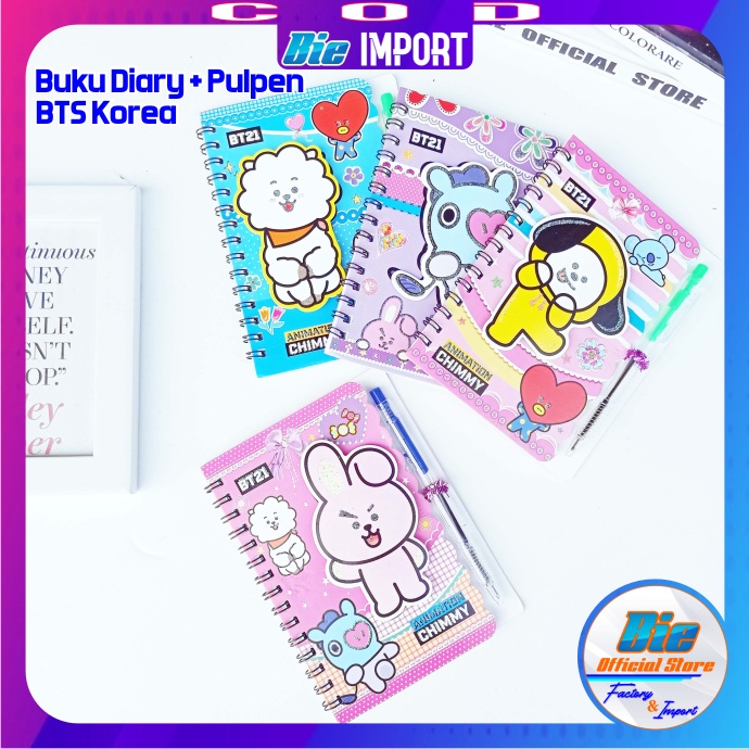 Buku Diary + Pulpen BTS Korea Size Sedang Impor Best Seller