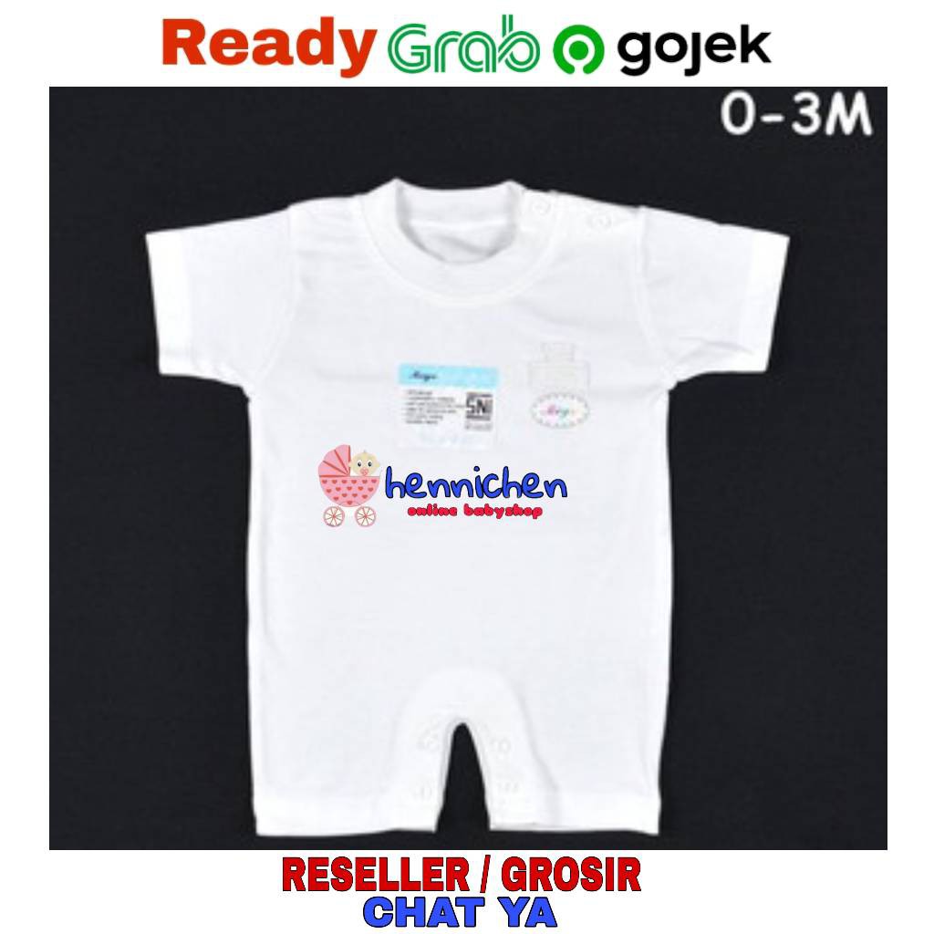 MIYO Baju Kodok Segiempat / Romper Bayi/Baby Putih Newborn (0-3M)