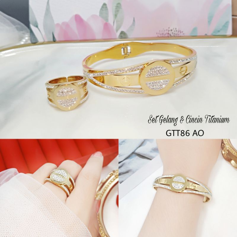 Gelang Titanium Wanita Set Cincin Titanium GTT86 AO