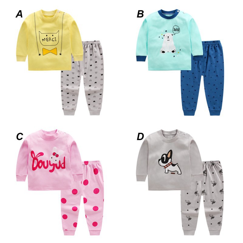 Beautybaby Baby Boys Girls Pajamas Sets Cotton Cartoon Print Clothes Toddler Kids Shopee Indonesia