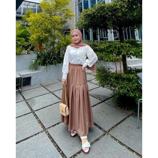 (bisa cod) ROK REMPEL| ROK PANJANG WANITA | ROK BAWAHAN WANITA MODEL PAYUNG POLOS