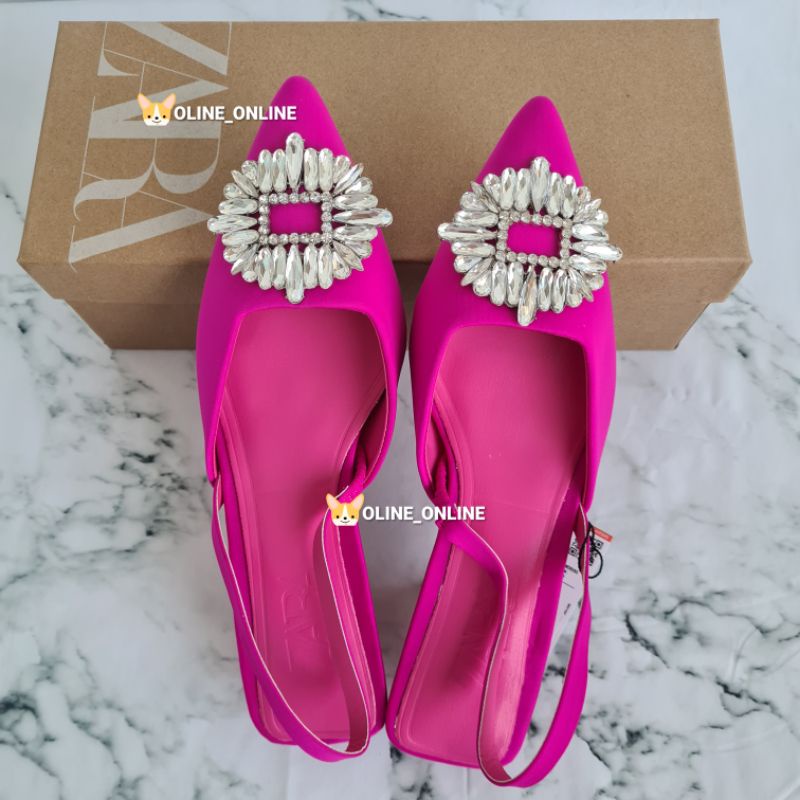 Sandal slip on crystal selop heels and flat colorful green blue black pink fuschia yellow highheels tali belakang sepatu big pretty rhinestone sandal shoes