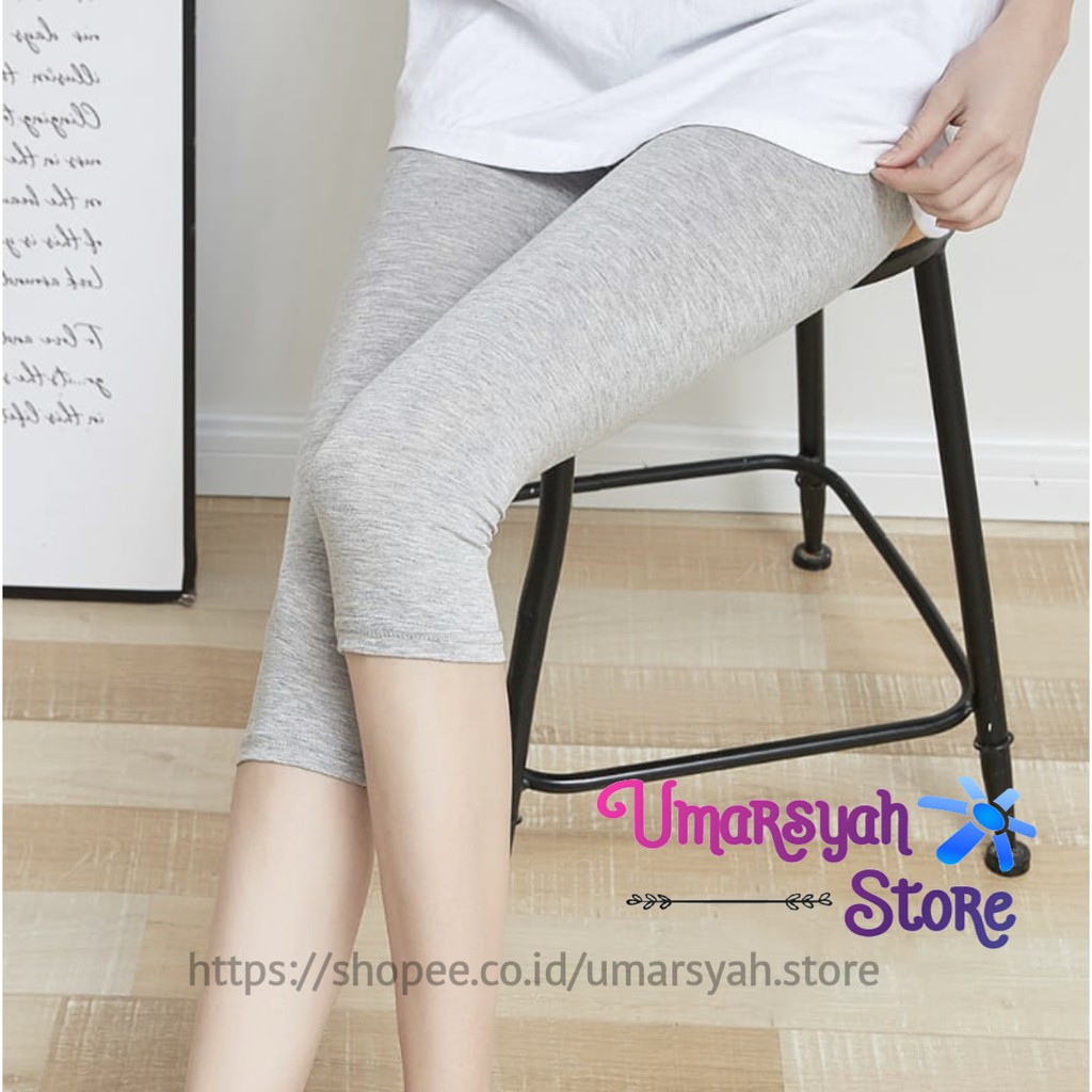 Legging Pendek Bahan Kaos Soft Rayon Premium Standar &amp; Jumbo 3/4