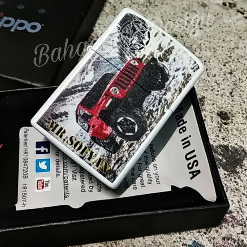 ZIPPO WHITE MATTE CUSTOM JEEP MR.SOFYAN DESIGN PREMIUM QUALITY MIRROR