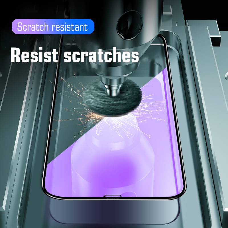 Purple Light Tempered Glass For iPhone 11 12 Pro Max Mini Protective Glass for iPhone 7 8 Plus X XS Max XR SE 2020 Full Screen Protector