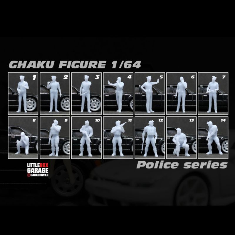 Ghaku Figure Skala 64 Figure Police Polisi Series Cocok Untuk Diecast Hotwheels Majorete Tomica