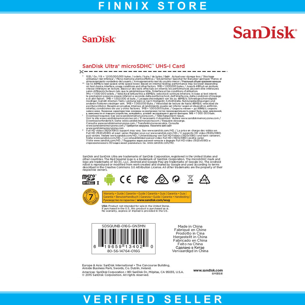 SanDisk Ultra MicroSDHC 16GB 80MB/s Class 10 - Kartu Memori MicroSD