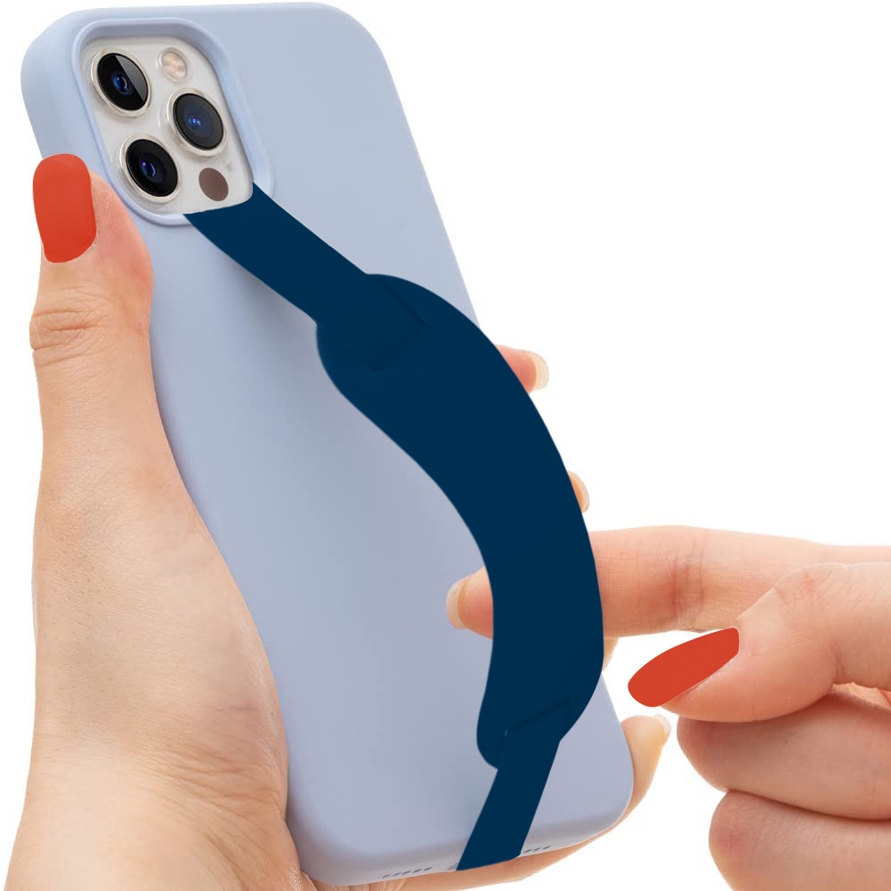 1pc Strap Holder Handphone Universal Bahan Silikon Elastis Anti Jatuh