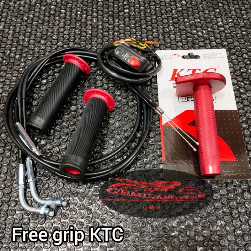 Gas Spontan 2 Kabel KTC Free Grip + Saklar Kanan Domino, Gass Pontan Matic Ktc kytaco Original Thailand + Saklar, Gas  Sepontan KTC Motor Nmax, Beat, Vario 125-150 New Old, Nmax 2020, AEROX, Vixion, Ninja 150 RR-R, CBR150R