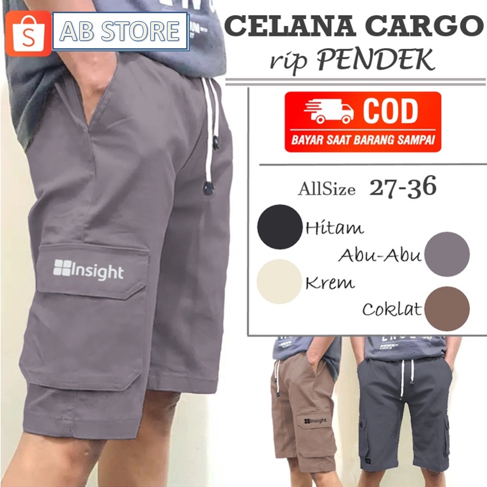 Celana Pria Cowok Dewasa Cargo Rip Karet Pinggang Kolor Chinos DENIM