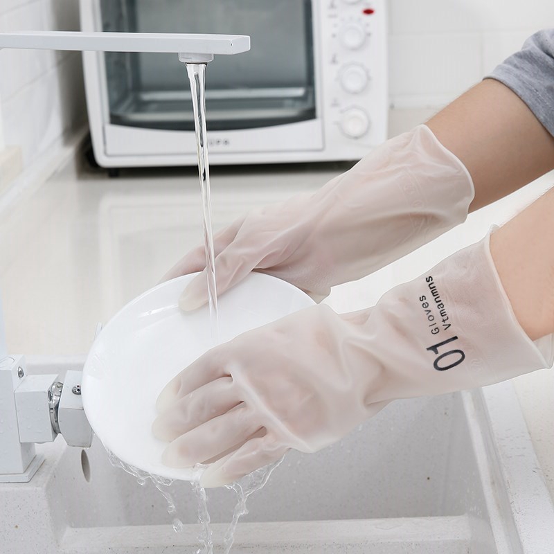 TOMUMUDA Sarung Tangan Karet Cuci Piring Dapur Rubber Cleaning Gloves Thin Waterproof Durable Gloves