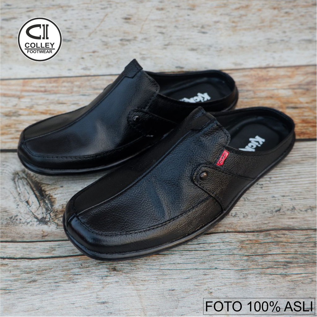 COD - SEPATU BUSTONG PRIA 100% KULIT ASLI / SLOP / CASUAL LEATHER SLOP CLY-BTG.003