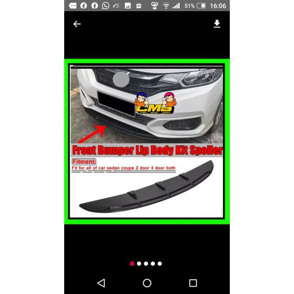 lips bemper depan jazz all new jazz dan sedan tambahan bemper depan mobil universal