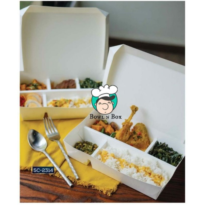 PAPER LUNCH BOX SEKAT 5 ERGOPAK/PAPER BOX SEKAT 5/ BOX NASI SEKAT 5 LARGE