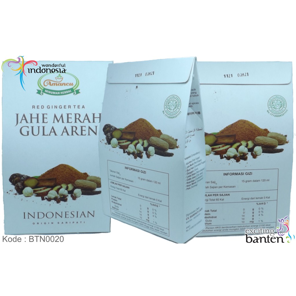 

Teh Jahe Merah Gula Aren, Red Ginger Tea minuman khas Banten 160g