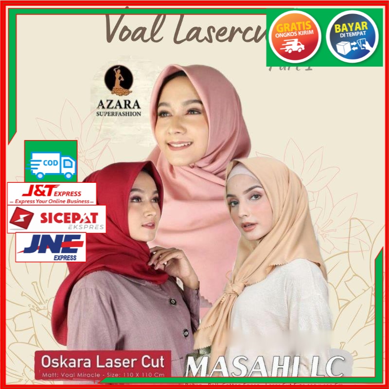 Hijab Premium Segi Empat Oscara Masahi Azara Jilbab Voal Miracle Lasercut Kerudung Segiempat Murah