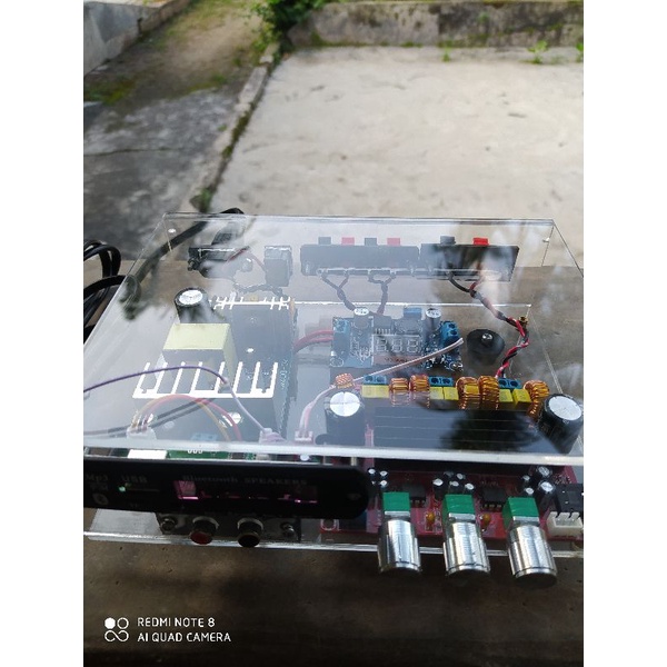 amplifier class D rakitan box akrilic sub 100w