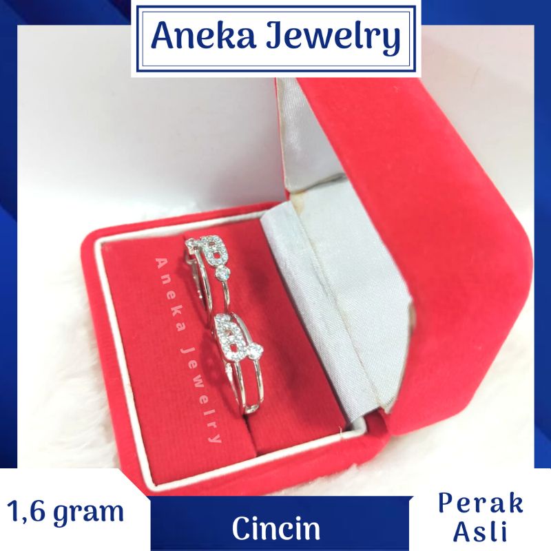 Cincin Ukir Mata2, Perak 925, Sepuh Emas Putih