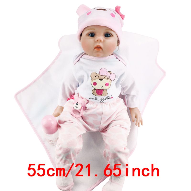 Zzz 55cm Realistis Reborn Untuk Boneka Silikon Lembut Balita Bayi Perempuan Dot Manusia Hidup Buatan Tangan Hadiah Natal