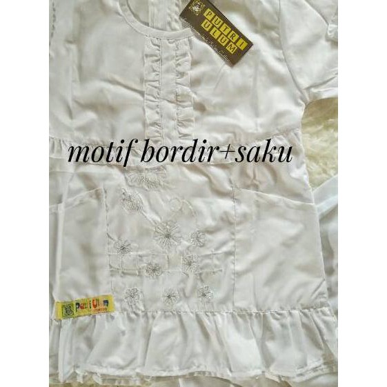 SHOPEE#  SETELAN GAMIS ANAK PUTIH POLOS+BORDIR (ANAK TK) MERK PUTRI ULUM 