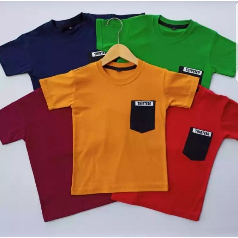 COD ~ JUAL RUGI, HABISKAN STOK Kaos anak polos saku katun 2-8tahun / kaos polos pocket anak oblong t