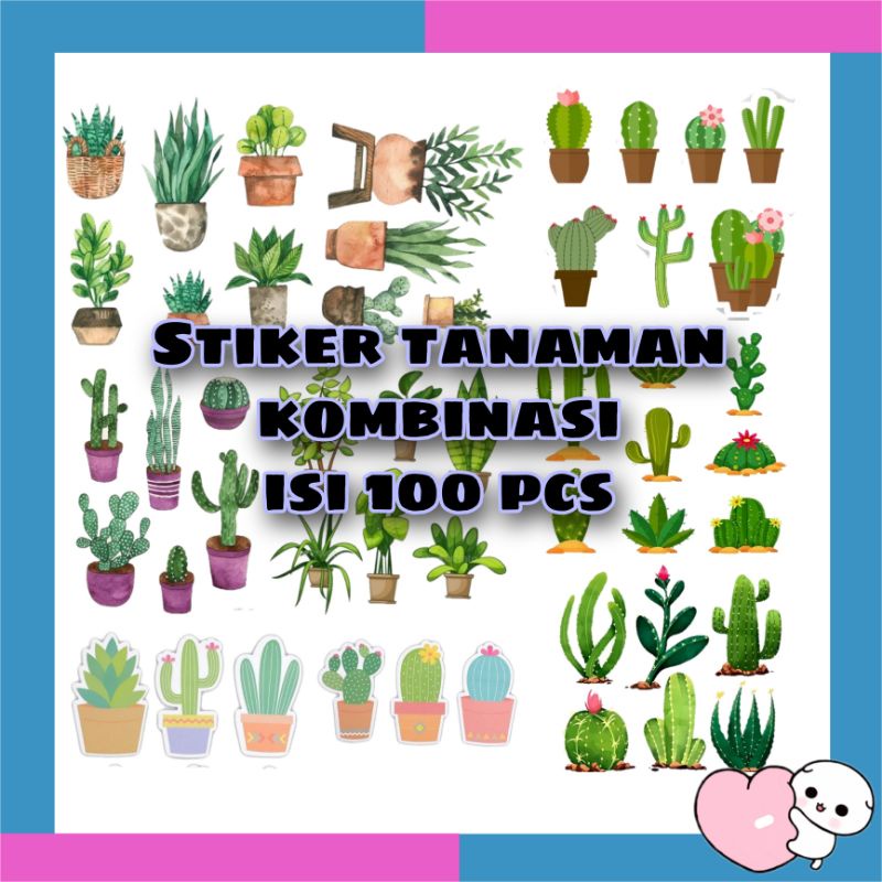 

isi 100pcs stiker kaktus stiker tanaman stiker aesthetic