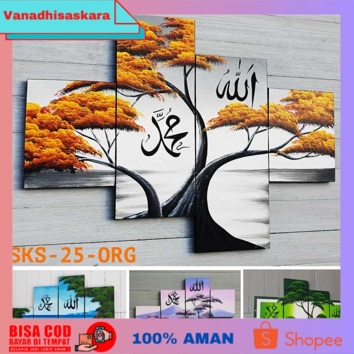 (BISA COD) Kaligrafi Hiasan Dinding - Lukisan Pemandangan Kanvas - SKS-25-ORG