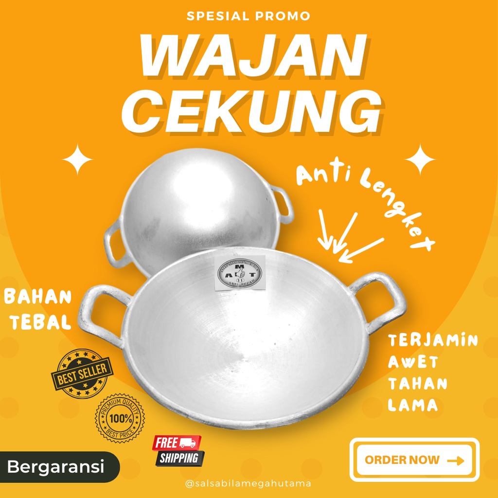 WJNCKG(2)60 - kuali katel wajan kenceng penggorengan wok cekung anti lengket NO 16 18  / wajan murah