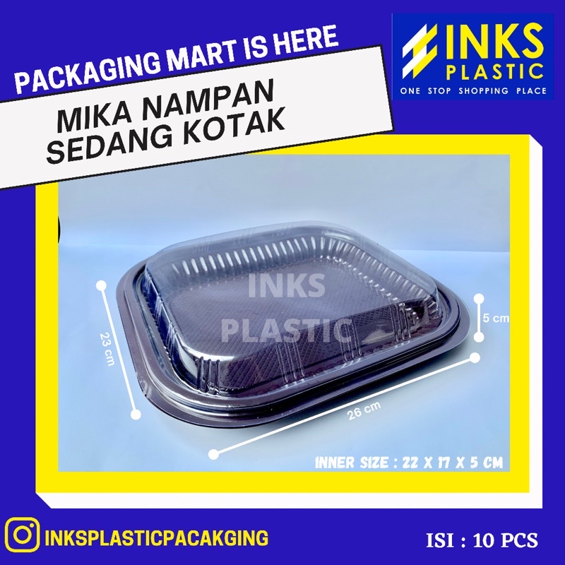 Jual MIKA NAMPAN SEDANG KOTAK/MIKA PLASTIK KUE (10 PCS) | Shopee Indonesia