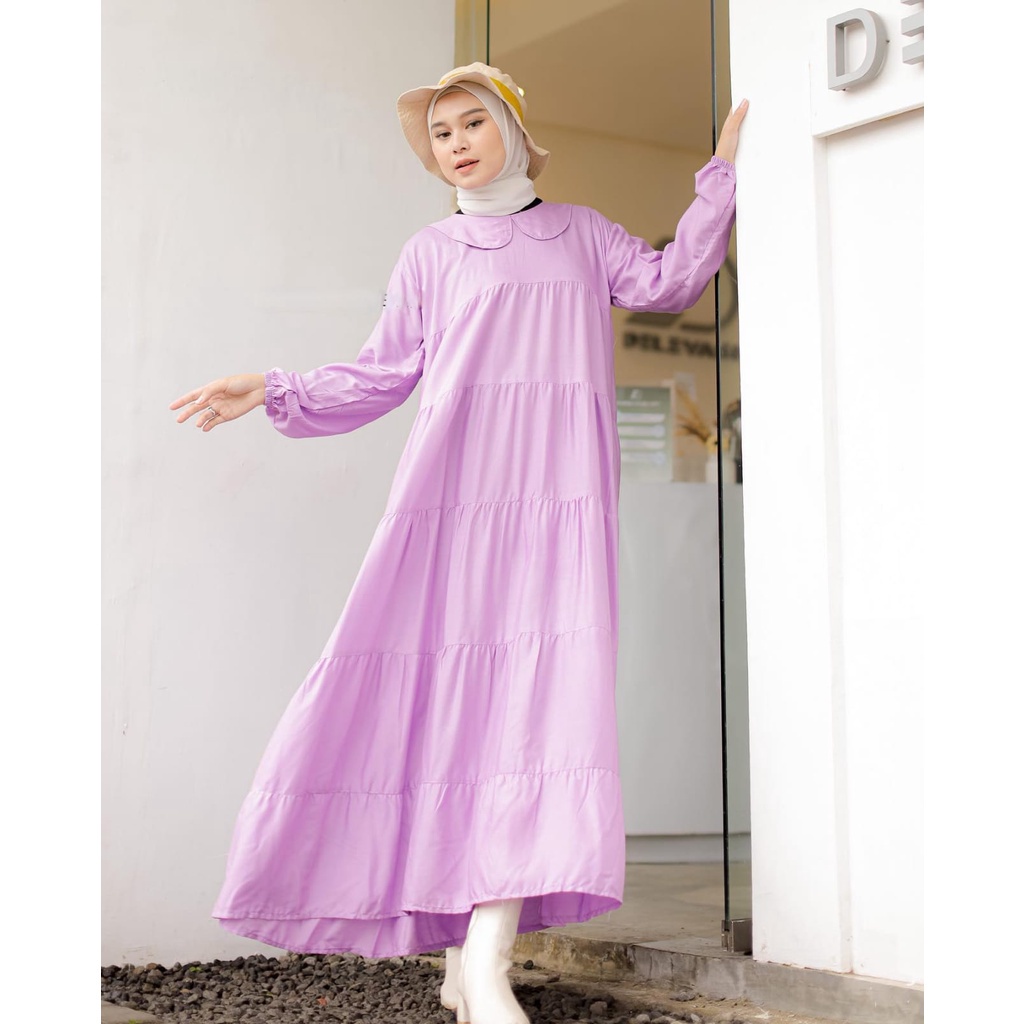 Orimoza Maxi Dress Wanita Rayon Crinkle Busui-LINTANG MIDI LILAC