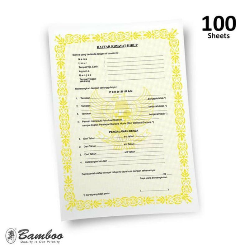 

Blanko CV/ Daftar Riwayat Hidup/ Surat Lamaran Kerja
