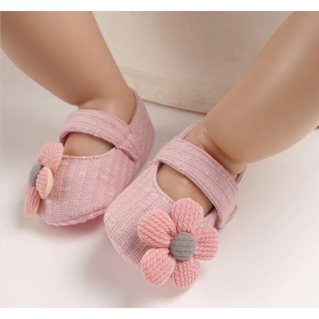 HappyOliver C595 CUTESUNY Sepatu Prewalker Casual Anti Selip Aksen Bunga untuk Bayi Perempuan 0-18