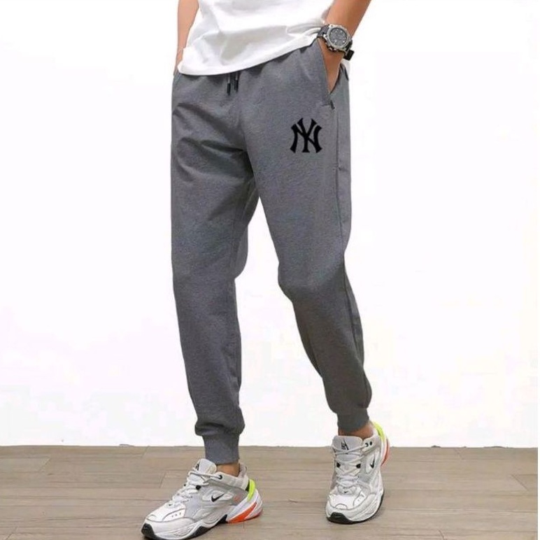 THEHIKAM Official - Celana Jogger Pria Wanita Sweat Pant Polos Motif NEWYORK CIASS Trening Trining