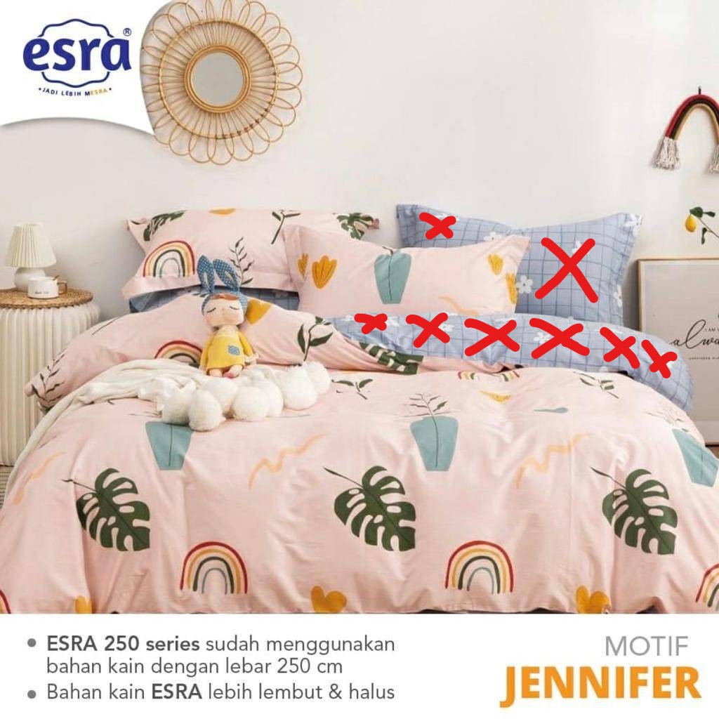 Sprei & Bedcover Merk ESRA Premium dengan motif JENNIFER  ( FITTED & Anti SLIDING )