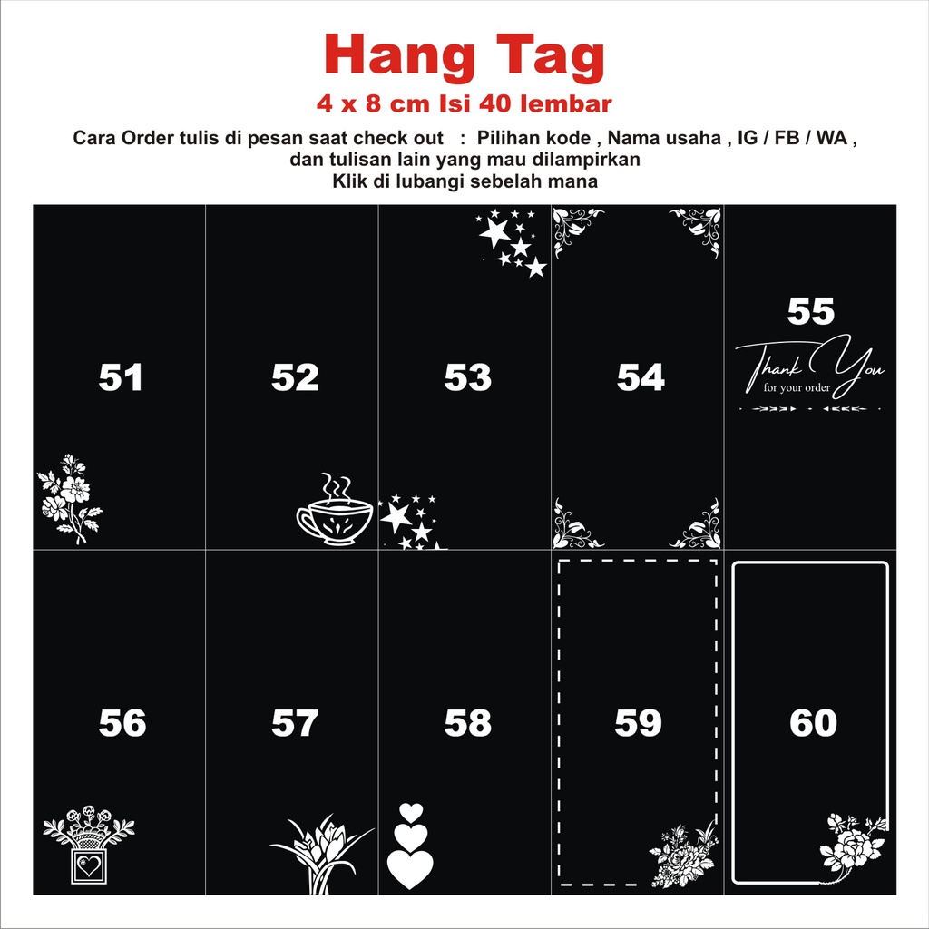

Hang tag 4x8cm isi 40 homecraftncard