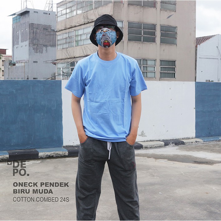 KAOS POLOS BIRU MUDA - KATUN COMBED 24S - UNISEX