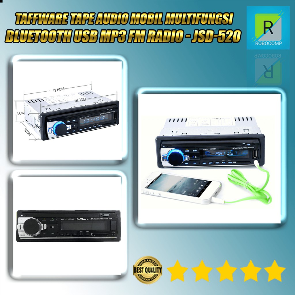 Tape Audio Mobil Taffware USB MP3 FM Radio - JSD-520