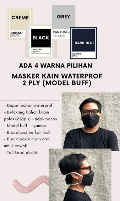 MASKER KAIN WATERPROF 2 PLY MODEL BUFF BISA COWOK DAN HIJAB