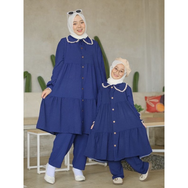Baju One Set Setelan Cringkel Kringkel Airflow Stelan Celana Kulot Dan Tunik Wanita Couple Ibu Dan A