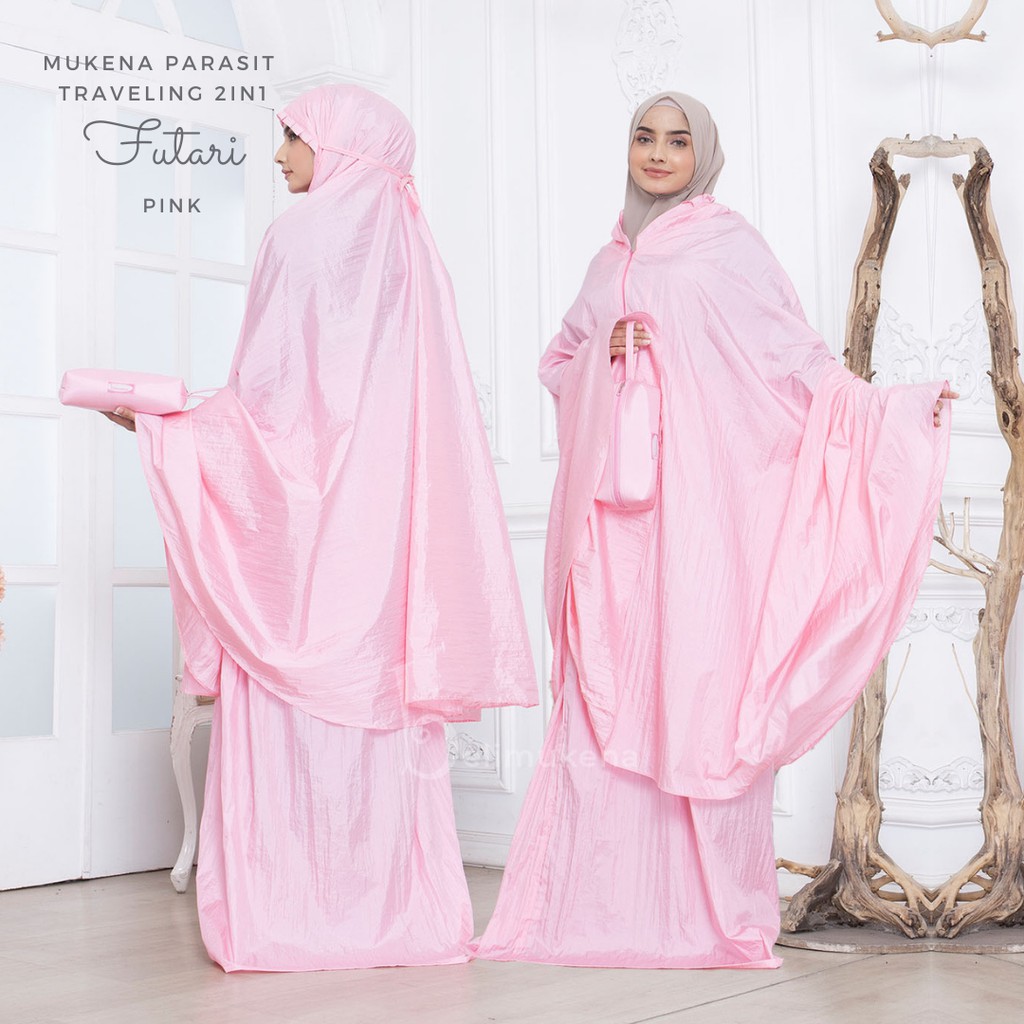 Mukena Dewasa Parasit Polos Premium Traveling 2in1 Futari