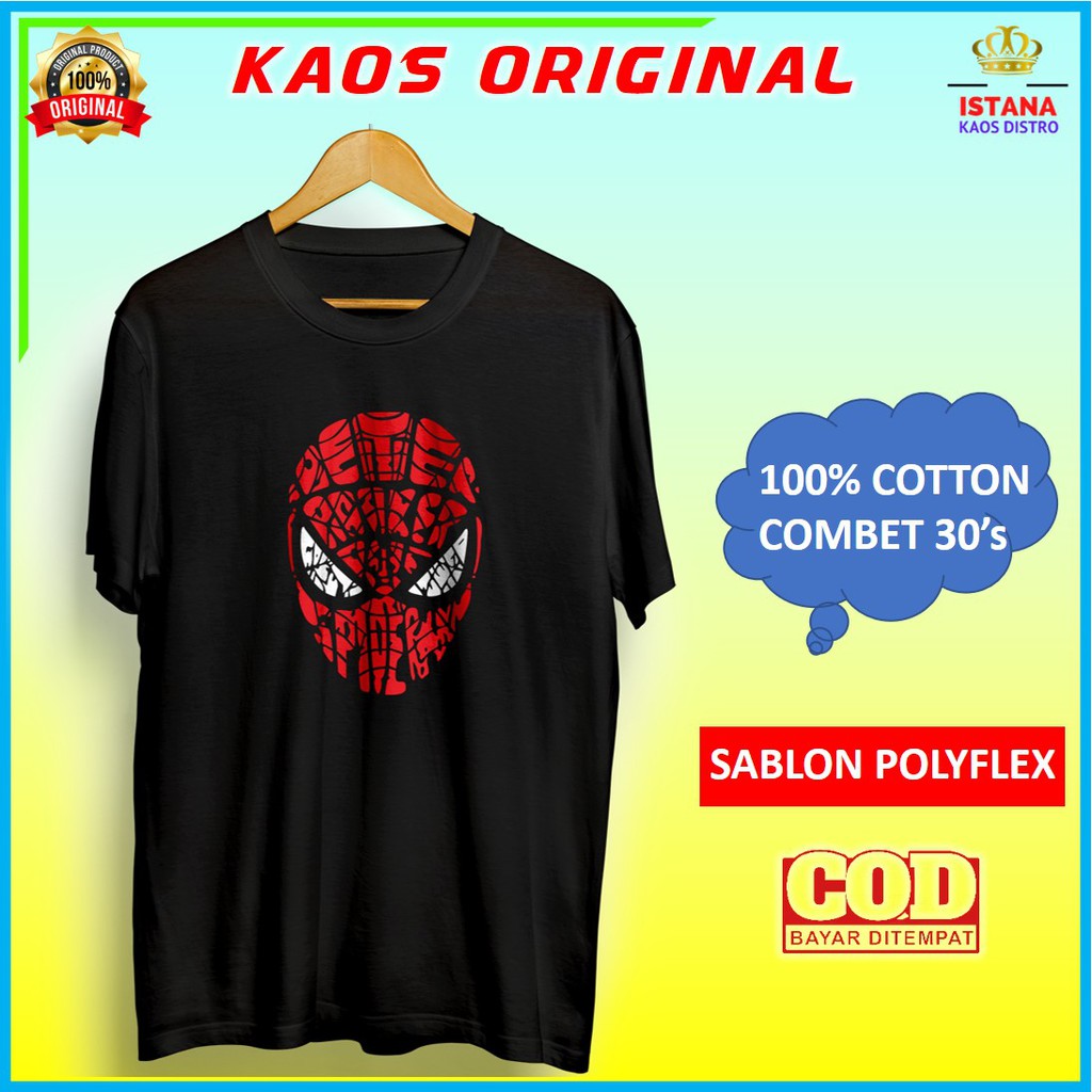 Kaos Superhero Spiderman Mask Baju Kaos Distro Cowok Pria Murah Keren Terbaru Kekinian Kd183