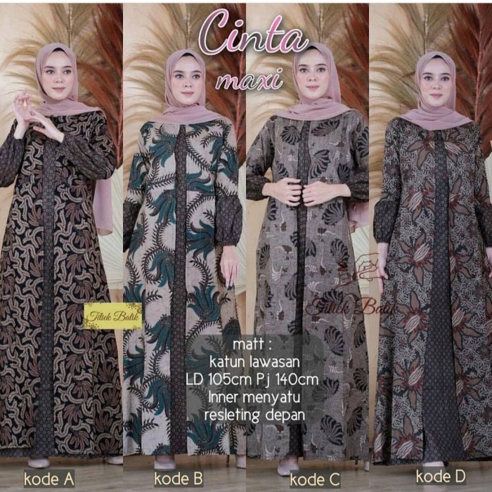 TERBARU      Gamis Batik Wanita Baju Atasan Syari Dress Muslim Panjang modern