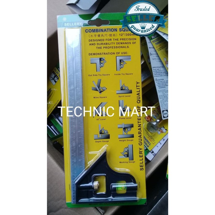 Siku Tukang 12" Waterpass Sellery 24-401 Serbaguna Combination Square