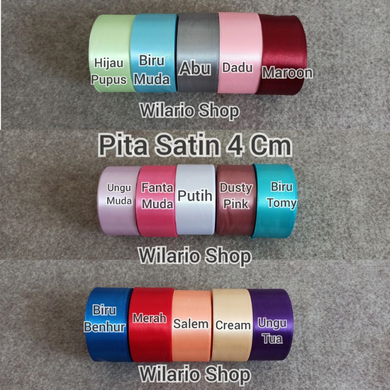 1 ROLL Pita Satin 4 cm | Pita Satin 1.5 inch | Pita saten 4 Cm (PER ROLL 25 YARD)